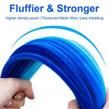 100/250/500/700/1500 Pcs Value Packs DIY Blue Pipe Cleaner Projects, Blue Chenille Stems + Blue Pom Poms, 11.81x0.6 Craft With Pipe Cleaners Supplies, Colorful Chenille Stems, Color Mix Fuzzy Wire Bulk
