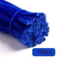 100/250/500/700/1500 Pcs Value Packs DIY Blue Pipe Cleaner Projects, Blue Chenille Stems + Blue Pom Poms, 11.81x0.6 Craft With Pipe Cleaners Supplies, Colorful Chenille Stems, Color Mix Fuzzy Wire Bulk