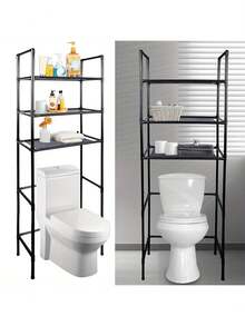 1 件浴室储物架，垂直马桶储物架，节省空间的浴室架，独立式节省空间，带厕纸架，多功能马桶顶部收纳架，适合大多数马桶，易于组装