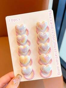 30pcs/10pcs Faux Pearl Heart & Star Shaped Hair Ties For Girls Student, Suitable For Daily Use Fashionable And Sweet Girl Decoration Hair Accessories