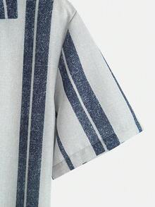 Men's Polo Collar Stripe Short Sleeve Shirt And Shorts Set, Fashion Basic Distinctive Outfit, Suitable For Daily, Outdoor, Sports And Casual Occasions, Executive Suit Required For Men - White - View 5