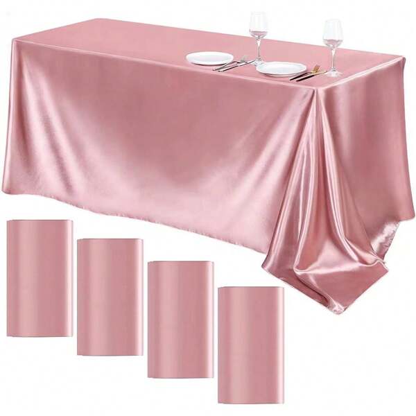 1pc Party Tablecloth, Help Your Wedding Party Stand Out, Start From A Tablecloth. We Present You A Solid Color Wrinkle-Resistant Silk Tablecloth, Which Is Not Only A Decoration But Also A Symbol.