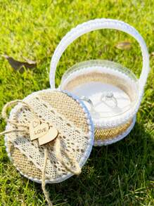 1pc Wedding Flower Girl Ring Box, Creative Woven Rope Ring Basket, Bridal Shower Gift, Wedding Decor, Fashionable Gift Box