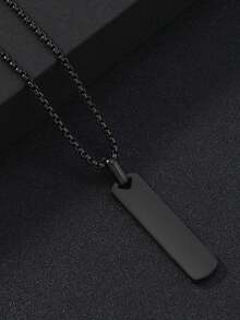 1 pezzo Collana con pendente rettangolare di moda e popolare in acciaio inossidabile per regalo di gioielli e per uno stile accattivante - Collana con ciondolo quadrato - Visualizzare 8