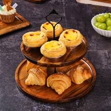 2-Tier Wooden Dessert Stand, Cake Stand, Snack Stand, 2-Tier Wooden Tray, Round Cake & Fruit Platter, Suitable For Birthday, Wedding And Home Gathering, For Cupcakes And Pastries, Easy To Carry And Store