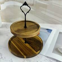 2-Tier Wooden Dessert Stand, Cake Stand, Snack Stand, 2-Tier Wooden Tray, Round Cake & Fruit Platter, Suitable For Birthday, Wedding And Home Gathering, For Cupcakes And Pastries, Easy To Carry And Store