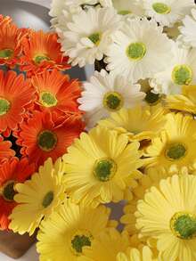 3朵非洲菊花、富蘭花,1橙色+1黃色+1白色+1緞帶,37cm,14.57in,花卉、向日葵、pu材料,春季裝飾、派對、野餐、學校宿舍辦公室裝飾、活動假期生日派對裝飾、家居裝飾、酒店餐廳客廳臥室婚禮宴會廚房花園裝飾 - 彩色 - 查看 8