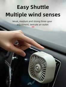 1pc Car USB Powered Strong Air Vent Fan, 3 Wind Speed Adjustable, Long Press To Turn On 7-Color Lights, Low Power Consumption Portable Mini Fan, Car Decor Atmosphere Lamp, Small Gift - Multicolor - View 7