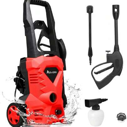 Advwin 3500Psi Pressure Washer, 2000W Electric High Power Washer Adjustable Spray Gun With 5m High Pressure Hose, Red