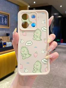 1 件超可爱绿色恐龙图案米色沙纹加厚防震手机壳，适用于 Apple///Redmi/Infinix/Vivo 防水防摔防刮 - 米色 - 查看 11