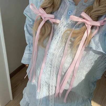 8件套芭蕾舞风格美式女孩丝带蝴蝶结发夹，缎面发饰，适合节日、返校季、万圣节等场合，包括爪夹、发卡、发夹等，优雅时尚，适合学院风、可爱、高贵风格，也适合冬季女装，可作为头饰或发夹。