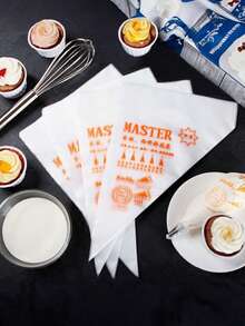 1set Of 50pcs Disposable Pastry Bag, Chinese Character Print Piping Bag For Baking - Multicolor - View 6