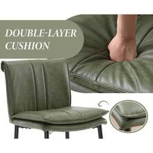 Chairus Breakfast Bar Stools Set Of 2 PU Leather Upholstered Counter Stools Armless Kitchen High Chairs - Green - View 4