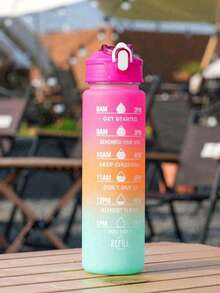 1个2升或750毫升大容量玫瑰渐变色PC水瓶，运动健身便携吸管杯，适合居家、旅行和户外使用 - 玫紅色 - 查看 6