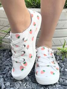 Women's Casual Ditsy Floral Flat Shoes, Fashion White Daisy Pattern, Suitable For Halloween, Christmas, Nightclub Parties, Soft, Comfortable, Breathable, Non-Slip, Plus Size, Outdoor Walking & Sports - White Powder - View 3