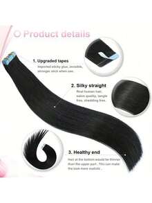 99j# Wine Red Thick Tape In Hair Extensions Human Hair 10-26 Inches 50g 20Pcs/Pack Tape Ins Human Hair Extensions Real Human Hair Tape In Extensions Silky Straight - S1B - 查看 3