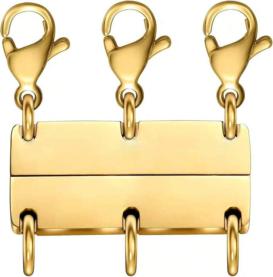DDG Layering Necklace Clasp,18 K Gold And Silver Separator For Stackable Necklaces Accessories Women/Buckles - 三金 - 查看 1