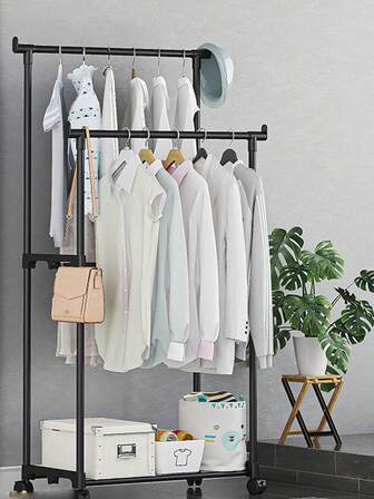 1 st enkel/dubbel galge, mångsidig klädgalge för att hänga och visa upp kläder, bärbar och förvaringsvänlig garderobsdekor för sovrum, lämplig för hösten