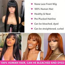 Bone Straight BoB Wig Human Hair Wigs 200 Density HD Lace Front Human Hair Wig With Bangs Brazilian Remy Closure Wig - #1 - Xem 9