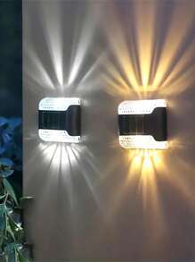 4 Stück Solar LED Wandleuchten - Outdoor wasserdicht, intelligente Beleuchtungssteuerung mit Sensor, Dämmerungsautomatik An/Aus, wasserdicht, Weitwinkel-Beleuchtung, geeignet für Outdoor-Gartendekoration, Terrasse, Balkon, Zaun und Eckenbeleuchtung.