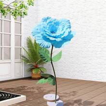 Giant Flowers For Decoration Artificial Peony Flower Head Large Fake Flower For Background Wedding Stage Party Decor - 藍色 - 查看 3