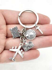 26 Letters Unisex Airplane Alloy Keychain, Street Fashion Airplane, Globe, Camera Metal Keychain Accessories, Best Friend Travel Accessories Pendant Gifts, Fashion Keychains, Car Keychains, Interesting Keychains, Men's Accessories, Women's Accessories, Ideal Holiday Gifts For Travel Enthusiasts, Suitable For Daily Wear, Mobile Phones, Backpacks, Fashion Pendant Accessories, Holiday Gifts, Birthday Gifts, Father's Day Gifts School Cartoon