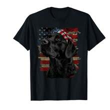 Black Labrador Patriotic Lab 4th Of July Usa An Flag T-Shirt<Lun Christmas Gifts - Black - View 1