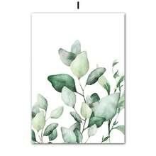 1 PIEZA Pintura en lienzo de hojas de plantas acuarela verde primaveral estilo nórdico. Pósteres y estampas para decoración de paredes en salas de estar, dormitorios y comedores. Opcional con marco. Pósteres modernos, arte de pared, pinturas en lienzo. - Multicolor - Ver 27