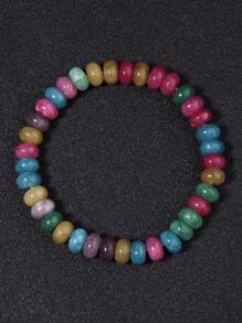 YAUKIA 1pc Elegant Multi-Color Tourmaline Bracelet, Natural Rainbow Tourmaline Gemstone Beads, Hand-Beaded Love Stone, 5*8mm Watermelon Tourmaline Bracelet, Festival Jewelry Gift