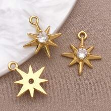 2/4/6pcs 18K Gold Plated Cubic Zirconia Flower Star Moon Charms Cute Angel Brass Charms Pendant For Jewelry Necklace Bracelets Earrings Making DIY Crafts