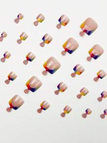 Instantly Upgrade Your Look With 96pcs Press On Nails Short Modern Fashion Square Nail Tips, Simple Daily Nail Charms, Colorful French Tip Nails Press On Fake Nails, Nude Pink Press On Toe Nails, Ins Style Nail Art, Detachable And Reusable Toenail Pieces, Glossy Nail Set, Sweet And Cute Nail Press On, Suitable For Girls And Women's Daily Life Nail Supplies