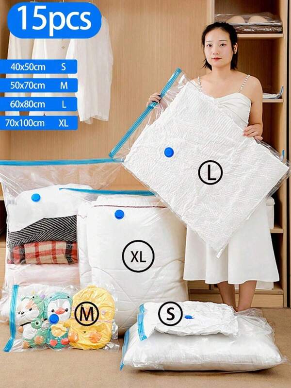 15/10/1 Transparent Vacuum Compression Bag Vacuum Storage Bag Vacuum Clothing Travel Storage Bag Compression Bag Set Wardrobe Storage Bag Luggage Classification Bag Portable Suitcase Clothing Storage Bag Clothing Classification Storage Bag Travel Storage Bag Clothing Packaging Bag Travel Essentials