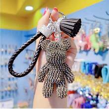 1 件可爱时尚满钻小熊钥匙扣男女情侣包包书包装饰车钥匙装饰 - 彩色 - 查看 11