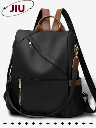 女士防盗休闲尼龙双肩包，多功能时尚日用包，多口袋轻便旅行包，大容量简约书包，便捷书包，适合学生、护士、教师、商务人士、旅行度假、商务出行、日常通勤、购物、办公、约会、徒步、训练、工作等场合，也是生日礼物和节日礼物的理想之选。