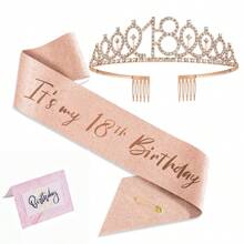 3pcs/Set This Is My 10 13 16 18 21 30 40 50 60 70 80 Birthday Decorations For Women Including This Is My 10 13 16 18 21 30 40 50 60 70 80 Birthday Crown/Ribbon Tiara Sash, Birthday Card 10th 13th 16th 18th 21th 30th 40th 50th 60th 70th 80th Party Decorations For Women, Sweet 16th Birthday Gifts