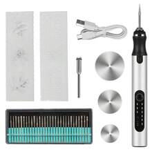 Electric Engraving Pen Tool Kit USB Rechargeable Engraver Etching Pen Mini Cordless Carve Tool For DIY Art Carving Glass Wood Metal Stone Plastic Nails Jewelry - Silver - View 7