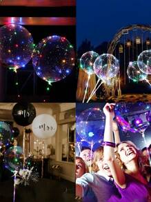 12pcs (6 Sets) - LED Balloon Light String, Transparent Balloon Design, Birthday, Wedding, Anniversary, Valentine's Day, Summer Beach Party Decoration, Indoor Party Decoration, Colorful