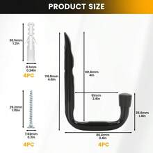 8Pack Heavy Duty Garage Hook For Hanging 50 Lbs J Utility Hooks For Garage Metal Wall Hooks Heavy Duty Garage Hook For Hanging Black - Black - View 2