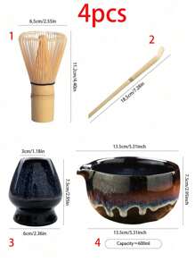 1/3/4 keramische matcha set, glazuurvariatie, matcha kom, matcha garde, matcha beker, roerstaafje, matcha thee ceremonie gereedschapsset, voor matcha dessert & drank bereiding, Japanse geschenkdoos set terug naar school