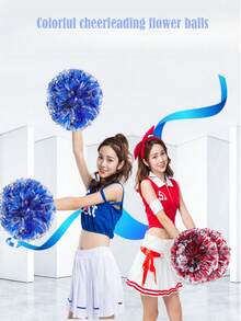 2pcs Football/Basketball Pom Poms, 4-Finger Metallic Cheerleading Squad Sports Team Activities, Dance Performance Props, Square Dance Games, Dance And Fan Cheering Props, Suitable For Outdoor Sports Team Performance