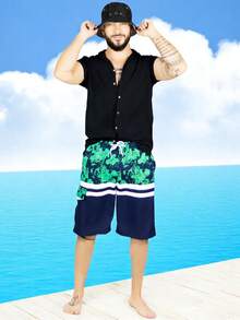 Short Playa y Alberca Hombre Estampado Traje Baño con Forro - Verde - Ver 2