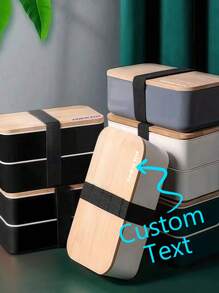 1pc Customized Bento Lunch Box With Japanese Style, Suitable For Students, Office Workers, Microwave-Friendly Bamboo Lid, Made Of Wheat Straw, Single/Double Layer, Multi-Color Options, Portable Meal Container For School Lunch, Work Meal, Outdoor, Travel, Picnic