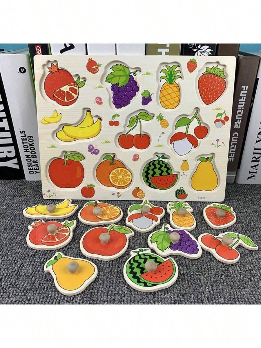 Montessori Preschool Hand-Grasping Board, Wooden Puzzle Matching Cognitive Toy For 1-2 Years Old Toddlers - Multicolor - View 1