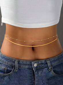 HOTNICE Cadena para la cintura de mujer en capas, Accesorio sexy minimalista de cadena de cuentas redondas para bikini y playa, Accesorios de joyería de verano para mujer