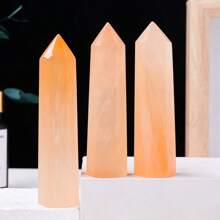 1pc High-Quality Orange Color Selenite Point - Geometric Faceted Crystal For Jewelry Making, DIY Crafts, Home Decor - Ideal For Christmas, Valentine's, Mother'S Day, Graduation Gifts, Jewelry Making Supplies