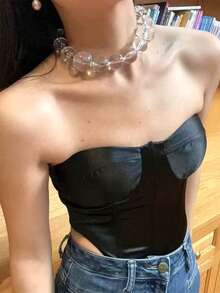 1 pieza Collar grande transparente de verano con cuentas, material de resina, diseño simple y exagerado, adecuado para mujeres, regalos y uso diario - Marrón A - Ver 9