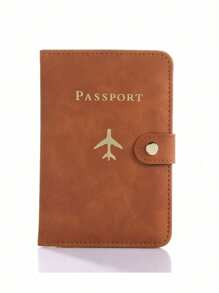 Multi-Card PU Passport Holder - Snap Closure, Faux Leather Lining, Airplane Pattern Passport Case, Minimalist Travel Accessory - Convenient Document Storage And Travel Items, Holiday Supplies Travel Stuff Travel Organiser Travel Items Travel Wallet Passport Holder Passport Wallet Beach Vacation Bag Summer Christmas Vacation