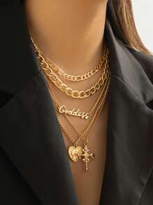 Conjunto de 5 collares gargantilla para mujer con pendientes cuadrados vintage, colgante de moneda, de color metal dorado, estilo punk, Y2K y steampunk