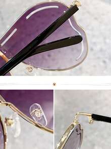 1 件装金属时尚眼镜蝴蝶形镂空镜片个性化百搭时尚女士眼镜 - 金色 - 查看 5