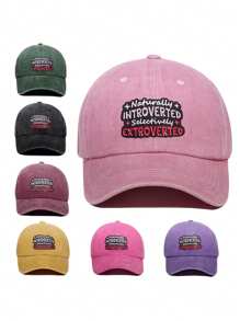 1pc Unisex Introvert Print Baseball Cap, Fashion Casual Soft Top Adjustable Brimmed Hat, Versatile For Outdoor, Commuting, Gift, Suitable For Spring/Summer Travel, Beach Vacation